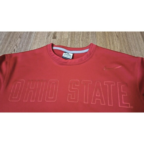 Nike Ohio State Sweatshirt Mens Small Buckeyes Red Fleece Therma Fit Oversized - Picture 2 of 16
